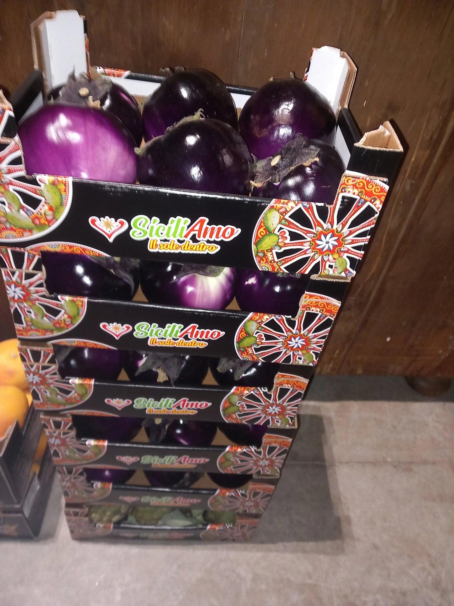 Caissette 5kg Aubergines siciliennes violettes grande taille (Disponibilité: novembre à mars) Les Saveurs de Sicile