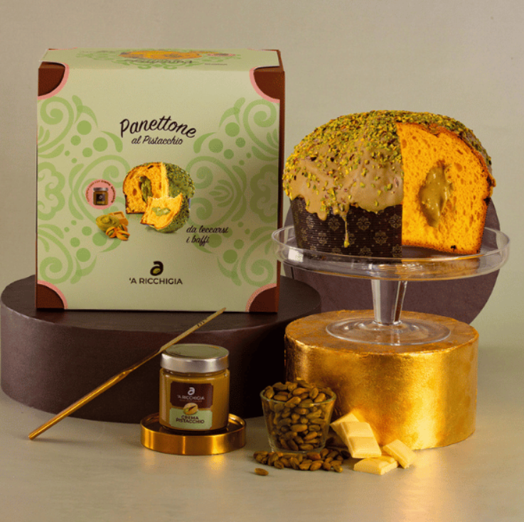 Panettone Crème de Pistache 750gr. + pot crème de pistache 190gr