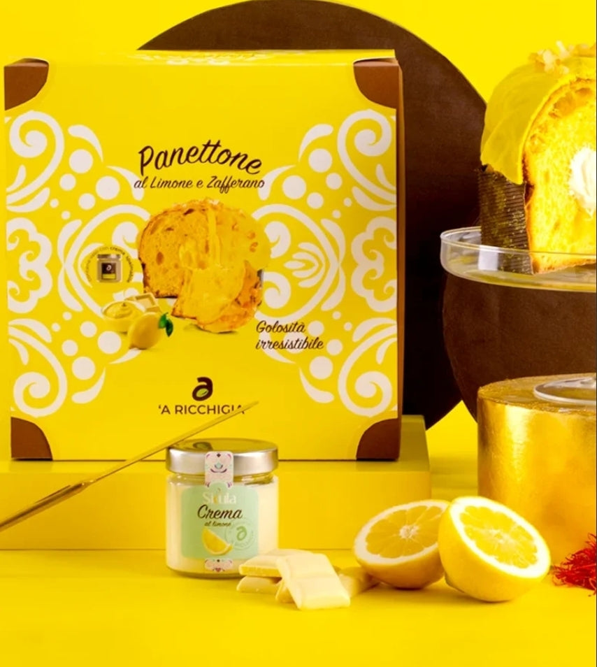 Panettone au citron accompagné d'un pot de crème au citron 190gr.