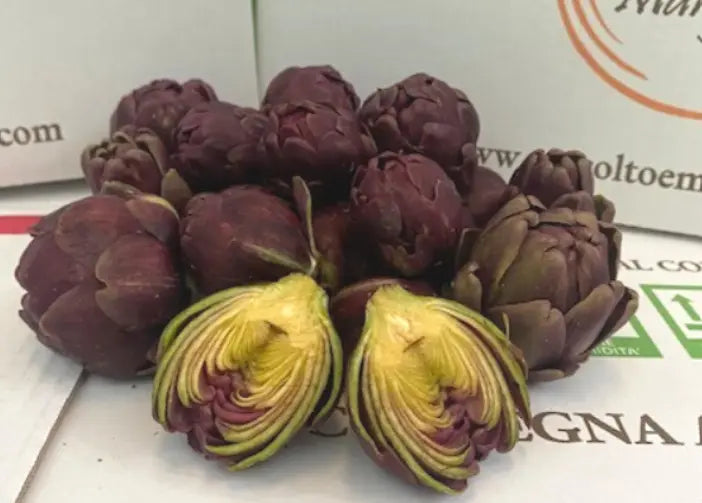 Caissette 5kg 16-18 pces selon taille Artichauts Apollo (Disponibilité: novembre à mars) Les Saveurs de Sicile