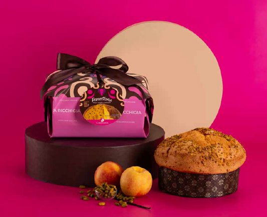 Panettone à la pêche sicilienne, pistaches et vanille 750gr. No 000368i