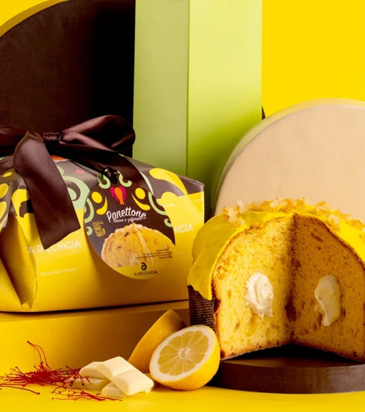 Panettone au citron et au safran fourré à la crème de citron 750gr.