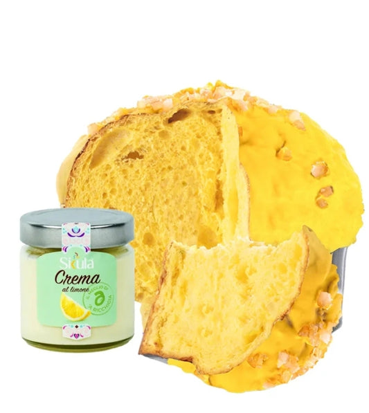 Panettone au citron accompagné d'un pot de crème au citron 190gr.